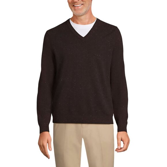 Lands' End Chocolate Brown Supima Cotton 2023 Classic V Neck Sweater Size M - Picture 3 of 7